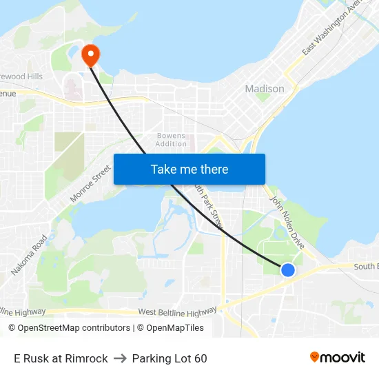 E Rusk at Rimrock to Parking Lot 60 map