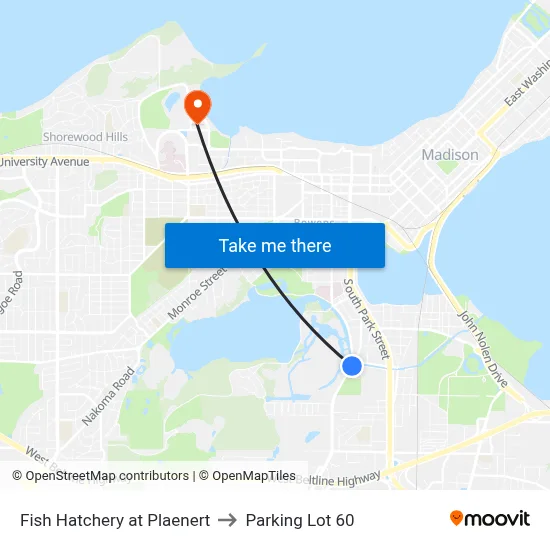 Fish Hatchery at Plaenert to Parking Lot 60 map