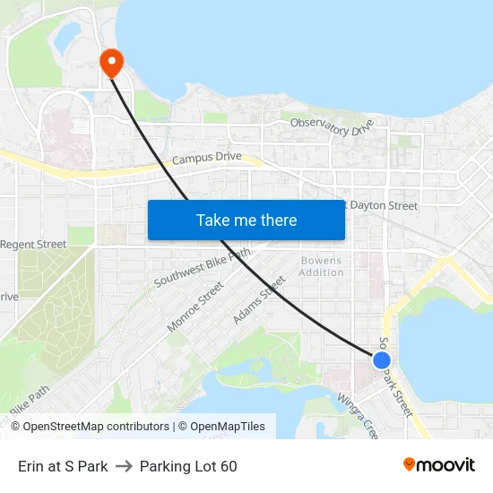 Erin at S Park to Parking Lot 60 map