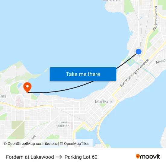 Fordem at Lakewood to Parking Lot 60 map