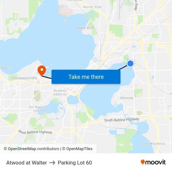 Atwood at Walter to Parking Lot 60 map
