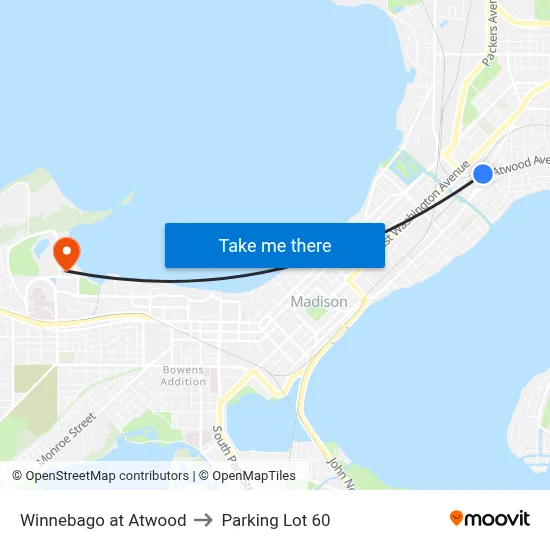 Winnebago at Atwood to Parking Lot 60 map