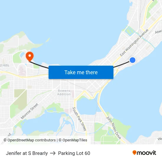 Jenifer at S Brearly to Parking Lot 60 map