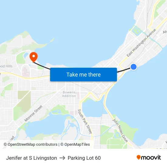 Jenifer at S Livingston to Parking Lot 60 map