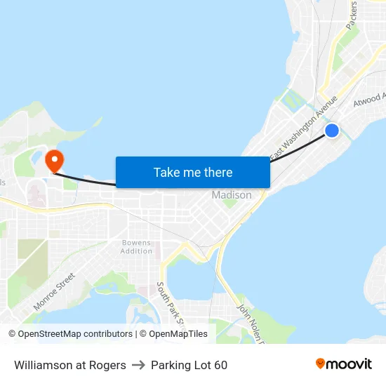 Williamson at Rogers to Parking Lot 60 map