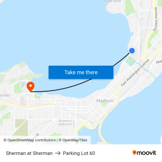Sherman at Sherman to Parking Lot 60 map