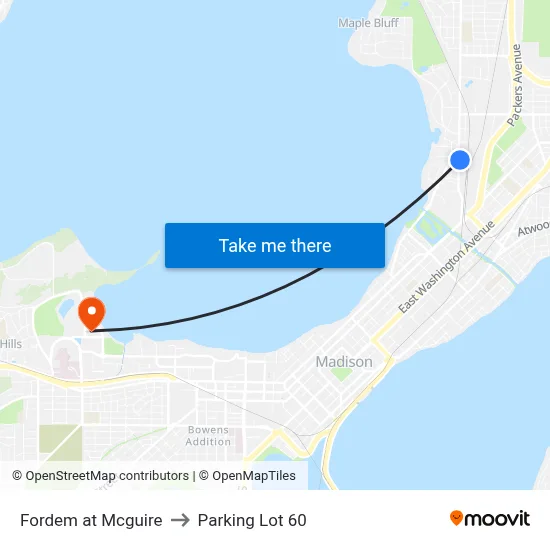 Fordem at Mcguire to Parking Lot 60 map