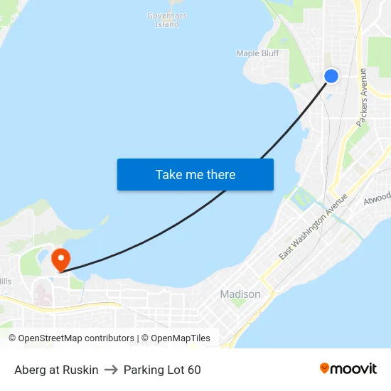 Aberg at Ruskin to Parking Lot 60 map