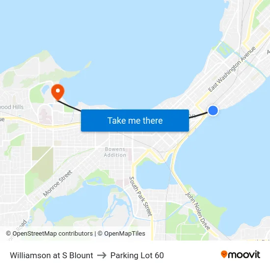Williamson at S Blount to Parking Lot 60 map