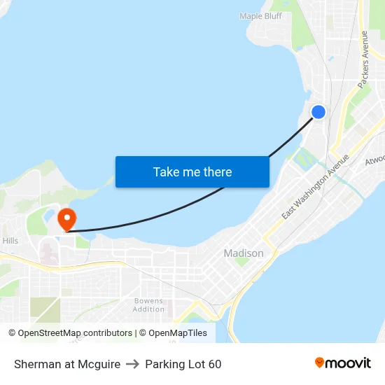 Sherman at Mcguire to Parking Lot 60 map
