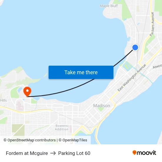 Fordem at Mcguire to Parking Lot 60 map