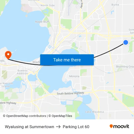 Wyalusing at Summertown to Parking Lot 60 map