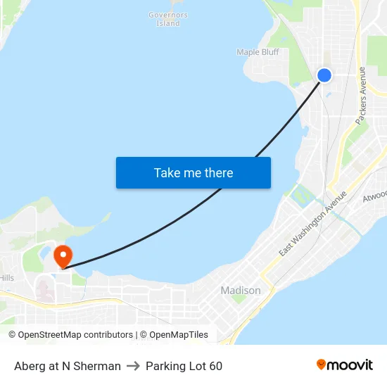 Aberg at N Sherman to Parking Lot 60 map