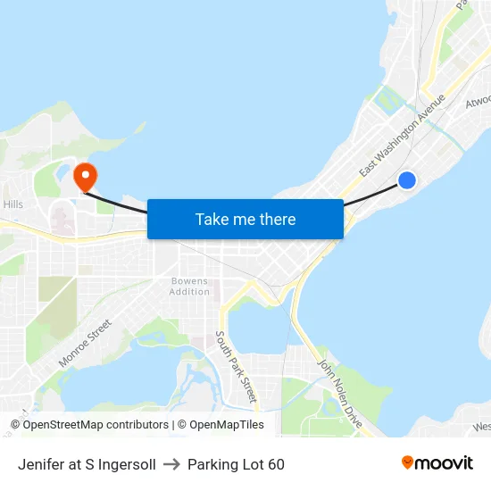 Jenifer at S Ingersoll to Parking Lot 60 map