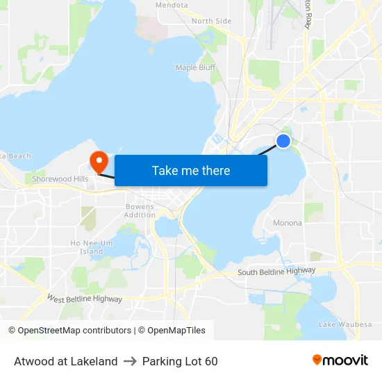 Atwood at Lakeland to Parking Lot 60 map