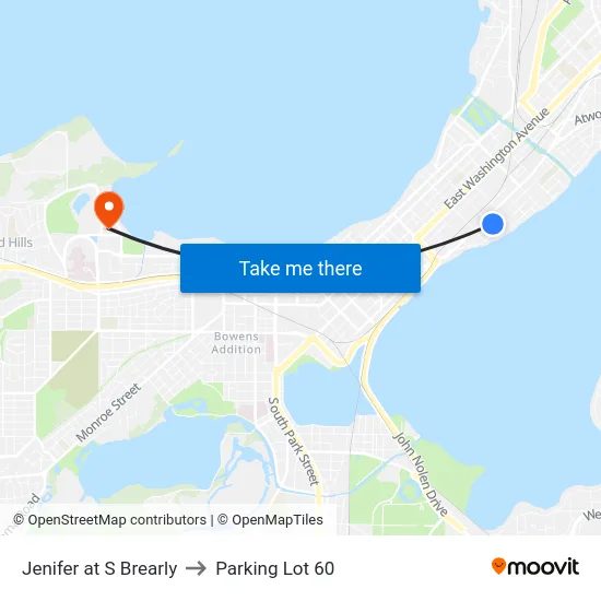 Jenifer at S Brearly to Parking Lot 60 map