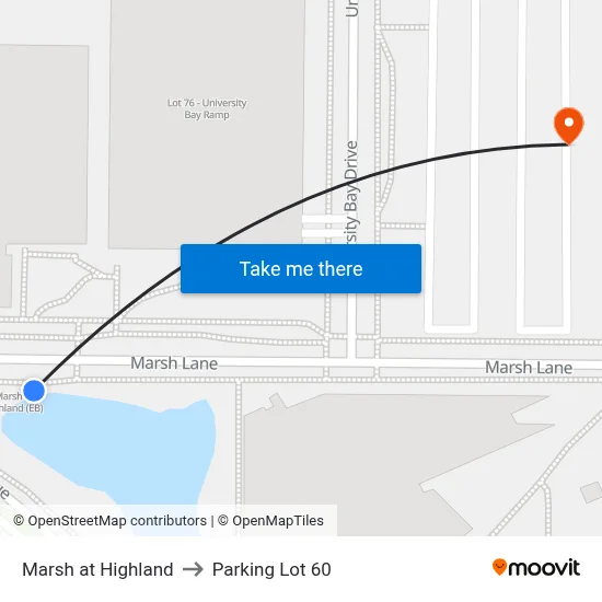 Marsh at Highland to Parking Lot 60 map