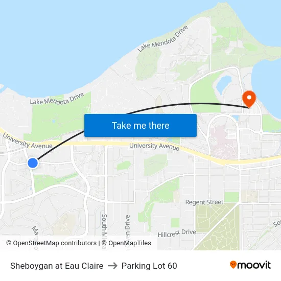 Sheboygan at Eau Claire to Parking Lot 60 map