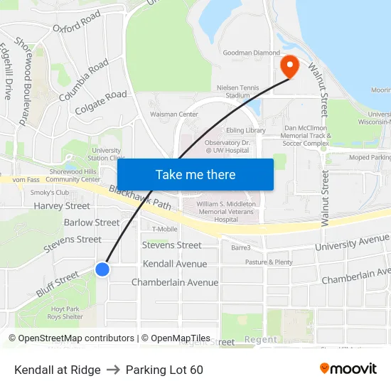 Kendall at Ridge to Parking Lot 60 map