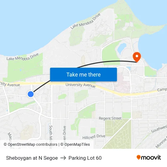 Sheboygan at N Segoe to Parking Lot 60 map