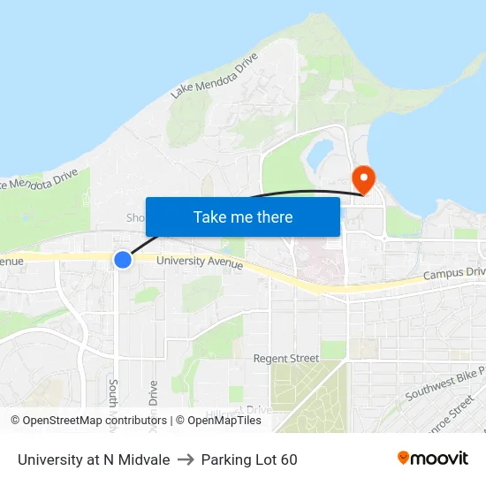 University at N Midvale to Parking Lot 60 map