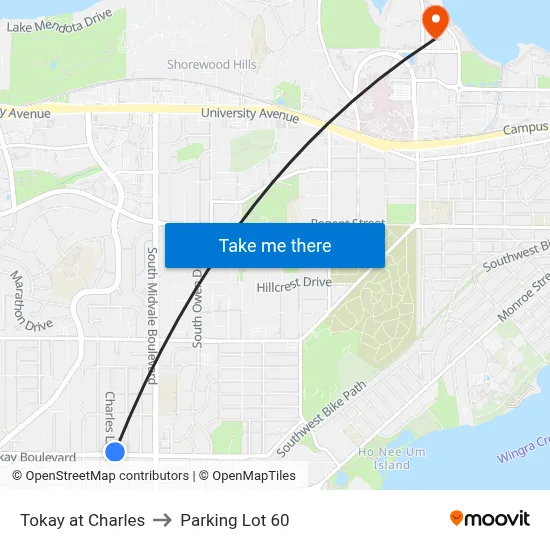 Tokay at Charles to Parking Lot 60 map