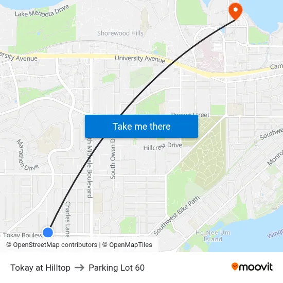Tokay at Hilltop to Parking Lot 60 map