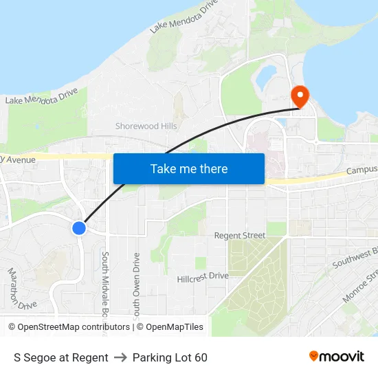 S Segoe at Regent to Parking Lot 60 map