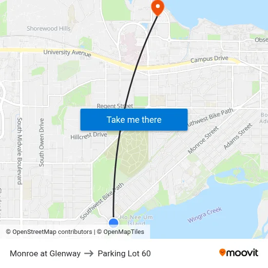 Monroe at Glenway to Parking Lot 60 map