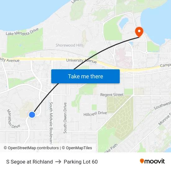 S Segoe at Richland to Parking Lot 60 map