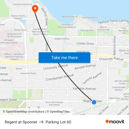 Regent at Spooner to Parking Lot 60 map