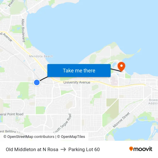Old Middleton at N Rosa to Parking Lot 60 map