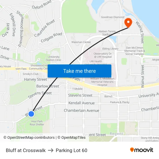 Bluff at Crosswalk to Parking Lot 60 map