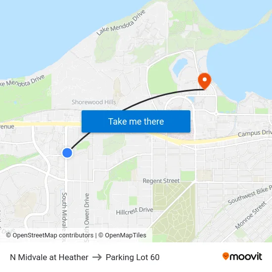 N Midvale at Heather to Parking Lot 60 map