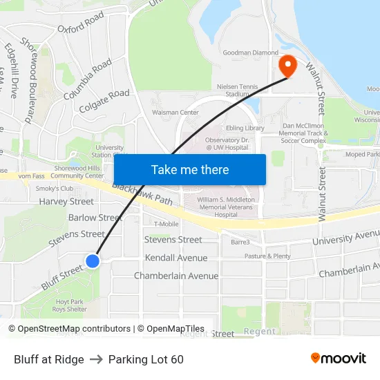 Bluff at Ridge to Parking Lot 60 map