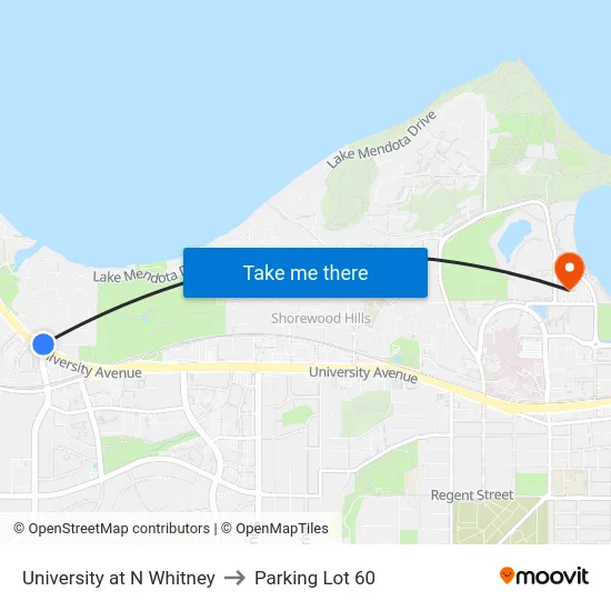 University at N Whitney to Parking Lot 60 map