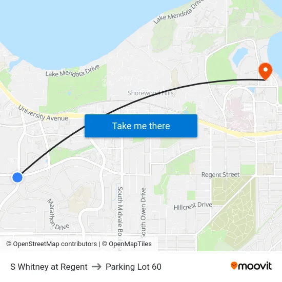 S Whitney at Regent to Parking Lot 60 map