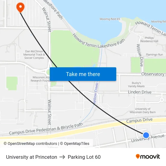University at Princeton to Parking Lot 60 map
