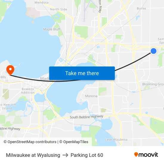 Milwaukee at Wyalusing to Parking Lot 60 map