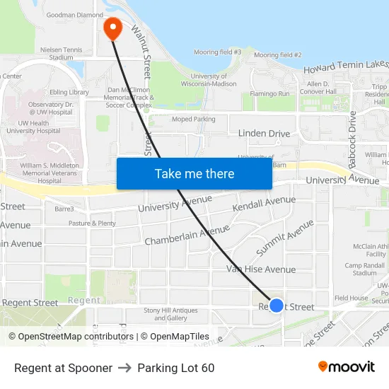 Regent at Spooner to Parking Lot 60 map