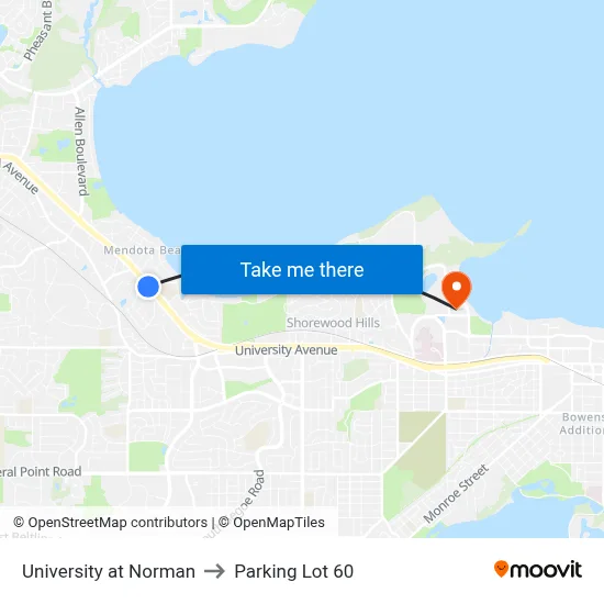 University at Norman to Parking Lot 60 map