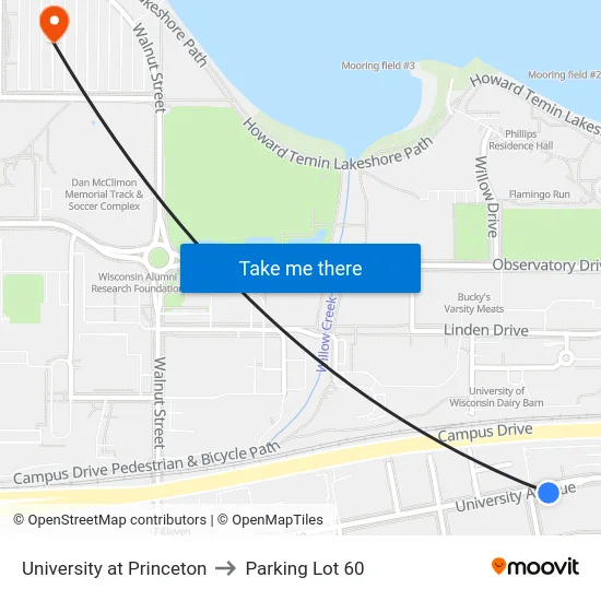 University at Princeton to Parking Lot 60 map