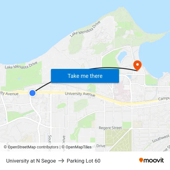 University at N Segoe to Parking Lot 60 map