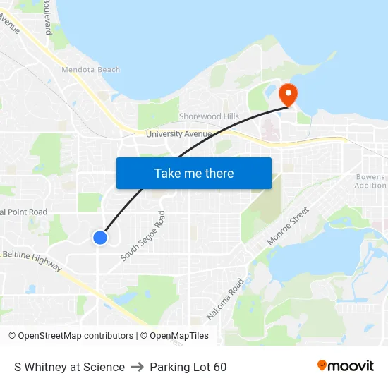 S Whitney at Science to Parking Lot 60 map
