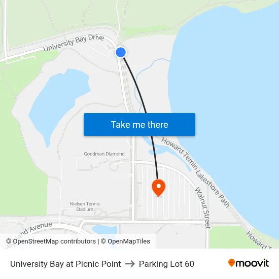 University Bay at Picnic Point to Parking Lot 60 map