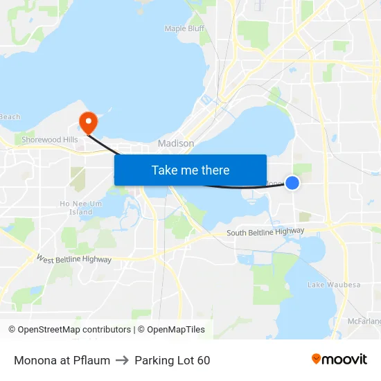 Monona at Pflaum to Parking Lot 60 map