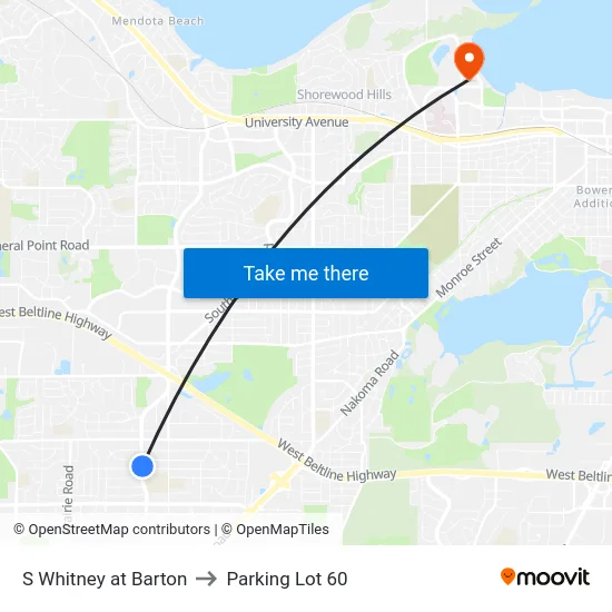 S Whitney at Barton to Parking Lot 60 map