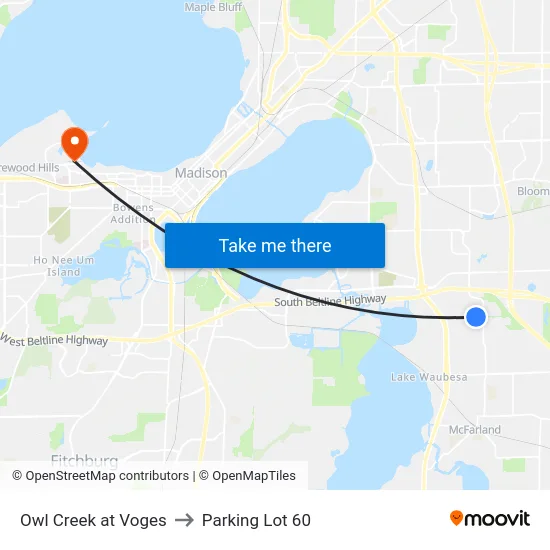 Owl Creek at Voges to Parking Lot 60 map