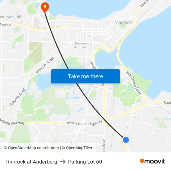 Rimrock at Anderberg to Parking Lot 60 map