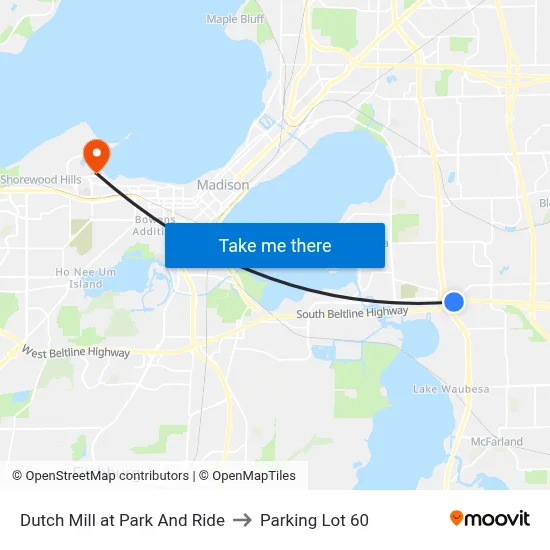 Dutch Mill at Park And Ride to Parking Lot 60 map